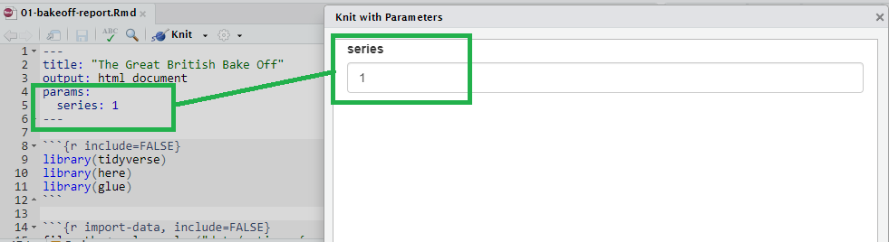 Screenshot of the YAML code that then appears in the wizard to select parameters