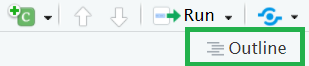 Screenshot of Headers Outline as appears in newer versions of RStudio, includes the word Outline 