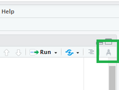 Screenshot of Visual Editor button, looks like an A, also a compass